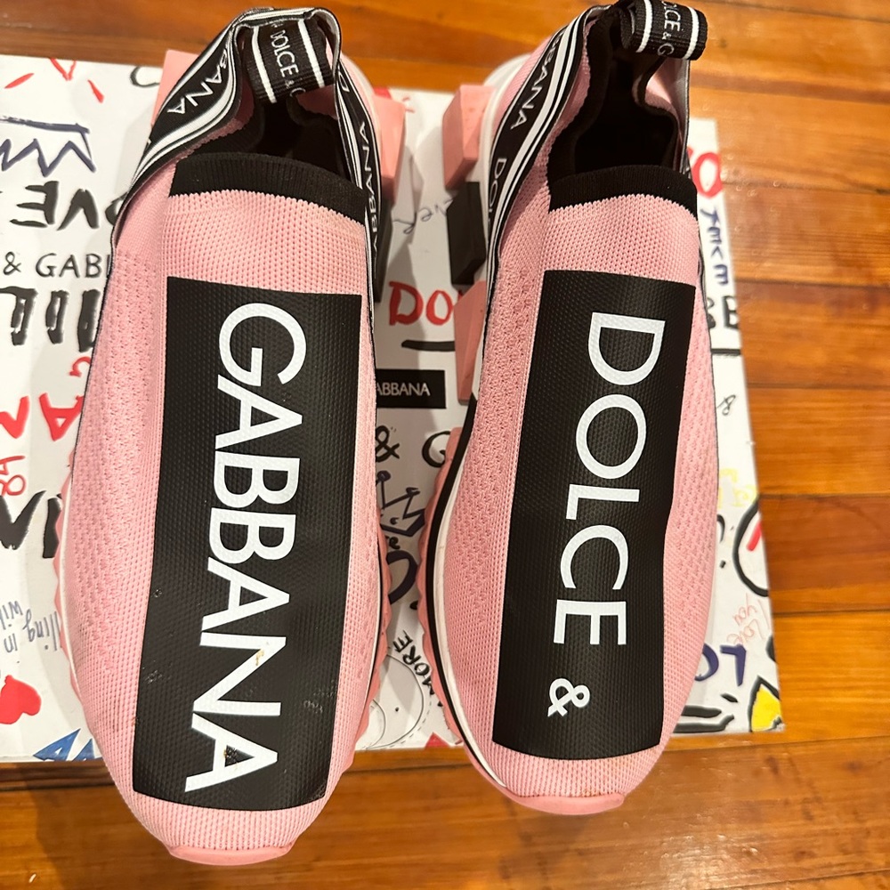 Pink dolce and gabbana sorrento slip on sneakers